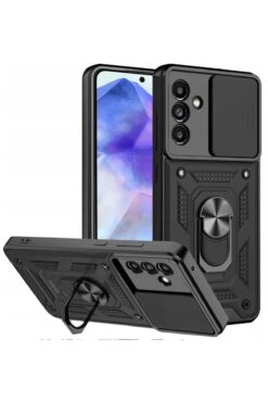 Fibaks Samsung Galaxy A56 Uyumlu Kılıf Kamera Korumalı Sürgülü Yüzüklü Armor Tank Kapak