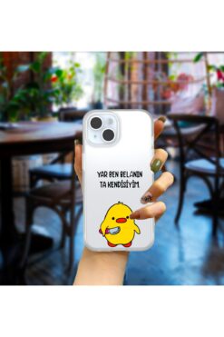 Powerfox iPhone 15 Plus/ 14 Plus Uyumlu 'Özel Tasarım Baskılı' Kamera Korumasız Kamera Çıkıntılı Şeffaf Kılıf