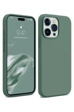 KVK PRİVACY Iphone 15 Pro Kılıf Kadife Lansman Soft Yumuşak Liquid Silikon Kamera Korumalı Kapak Yeşil