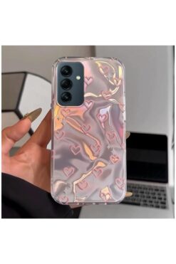 Pro Aksesuar Samsung Galaxy A35 5G Uyumlu Kılıf Kalp Desenli Silikon Kılıf Pembe