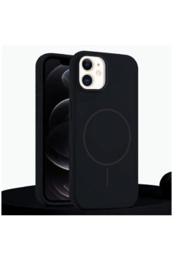 Zebana Apple iPhone 12 Uyumlu Kılıf Zebana Liquid Soft Silikon Kılıf (Kablosuz Şarj Destekli) Siyah