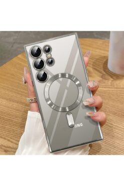 Dexmon Galaxy S24 Ultra Kılıf Magsafe Şarj Özellikli Kamera Lens Korumalı Arkası Şeffaf Kenarı Renkli