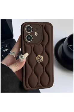 Zebana Apple iPhone 11 Uyumlu Kılıf Zebana Camellia Deri Kılıf Kahverengi