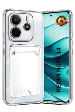 Hatreds Xiaomi Redmi Note 14 4G Uyumlu Kılıf Şeffaf Tasarımlı Kart Bölmeli Lüx Kapak