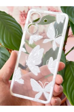 Fibaks Redmi 13c Uyumlu Kılıf Tasarımlı Desenli Kamera Korumalı Şeffaf Kelebek Esnek Yumuşak Silikon Kapak