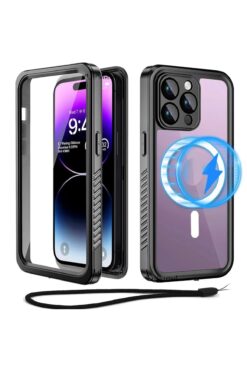 m.tk moveteck Iphone 14 Pro Max Uyumlu Kılıf 360 Derece Kaplar Proff Su Geçirmez Zırh Tank Manyetik Kapak