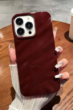 Fibaks Apple iPhone 14 Pro Max Kılıf Parlak Kabartmalı Dalga Tasarımlı Desenli Darbe Emici Silikon Kapak