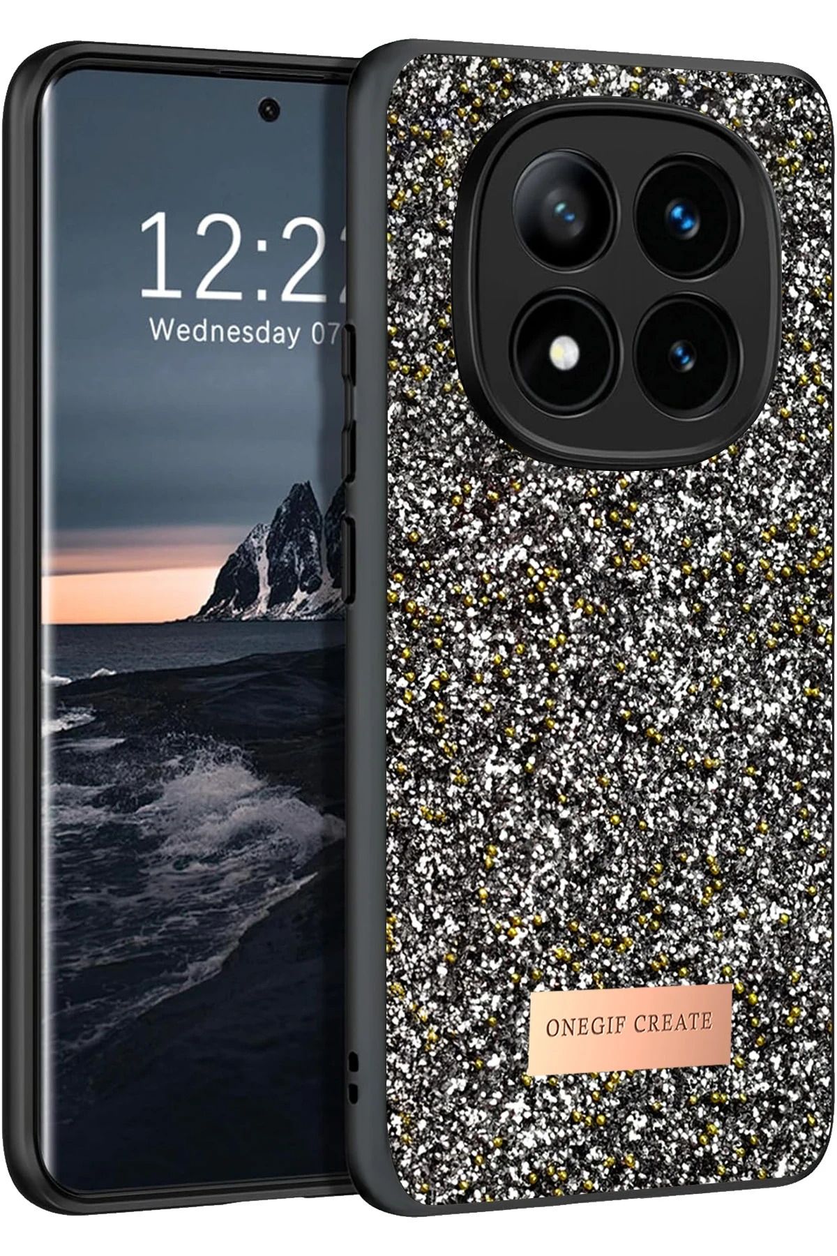 ONEGIF Xiaomi Redmi Note 14 Pro 4G Bright Simli Kapak - Gümüş DRSTR