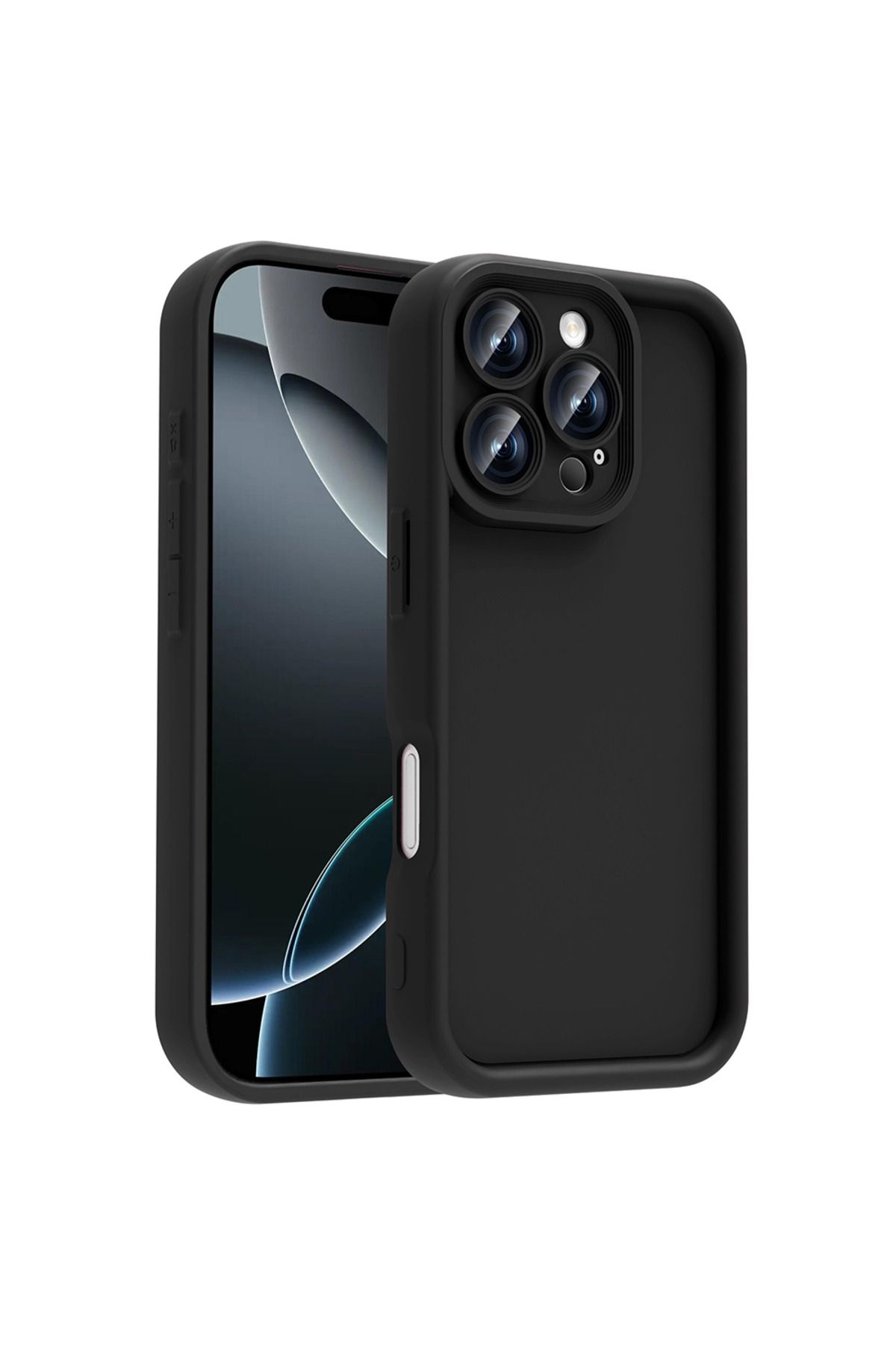 Fibaks Apple iPhone 16 Pro Max Kılıf Kamera Korumalı Yumuşak Dokulu Darbe Emici Siyah Silikon Kapak