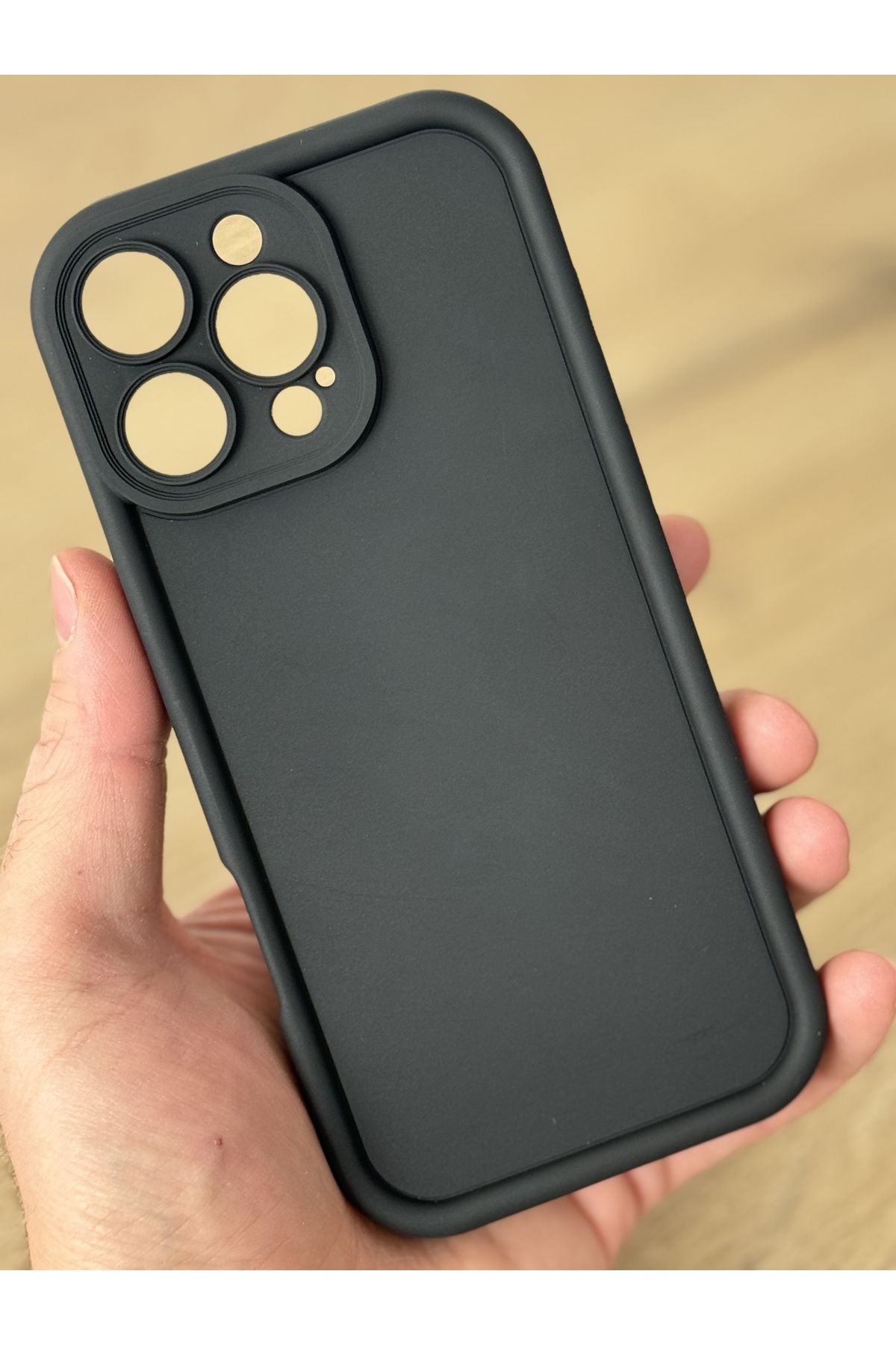 Fibaks Apple iPhone 16 Pro Max Kılıf Kamera Korumalı Yumuşak Dokulu Darbe Emici Siyah Silikon Kapak - Görsel 2