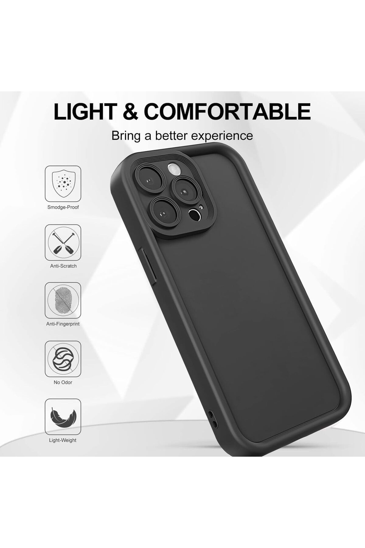 Fibaks Apple iPhone 16 Pro Max Kılıf Kamera Korumalı Yumuşak Dokulu Darbe Emici Siyah Silikon Kapak - Görsel 4