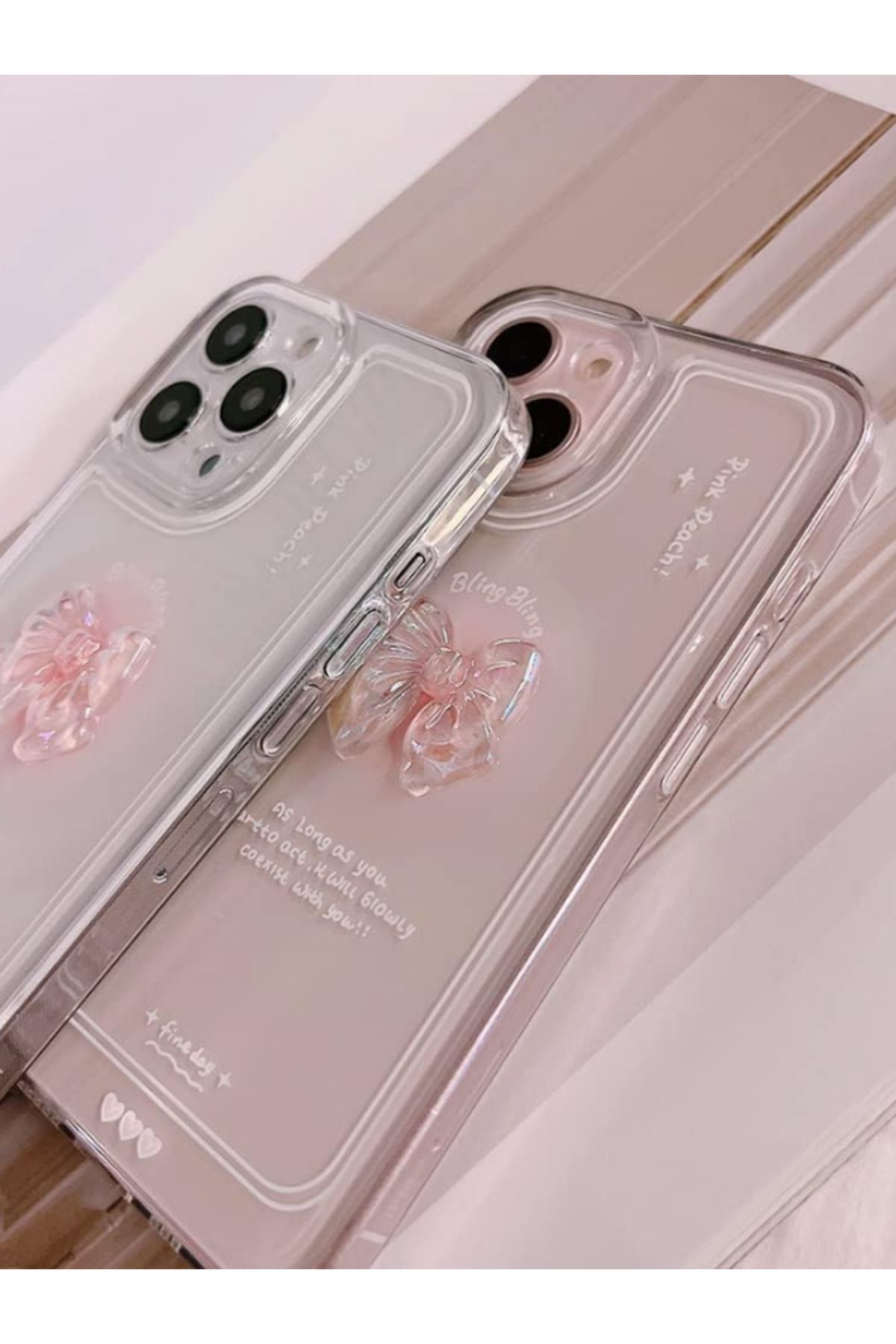 KVK PRİVACY Apple iPhone 13 Pro Uyumlu Kılıf '3 Boyutlu Kurdele' Kamera Korumalı Yumuşak Kapak Şeffaf - Görsel 3