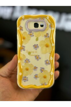 Fibaks Galaxy J7 Prime Uyumlu Kılıf Tasarımlı Desenli Kamera Korumalı Papatya Çiçek Renkli Silikon Kapak