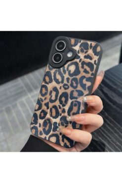 KVK PRİVACY İphone 16 Uyumlu Kılıf Mat Sarı Leopar Desenli Darbelere Dayanıklı Yumuşak Kamera Korumalı Kapak