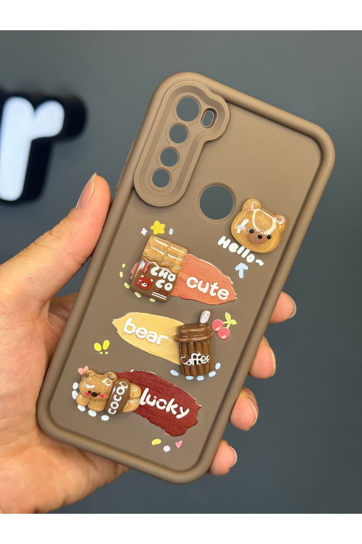 Fibaks Redmi Note 8 Uyumlu Kılıf Tasarımlı Desenli Kamera Korumalı Ayıcık Kahve Renkli Yumuşak Silikon Kap - Görsel 2