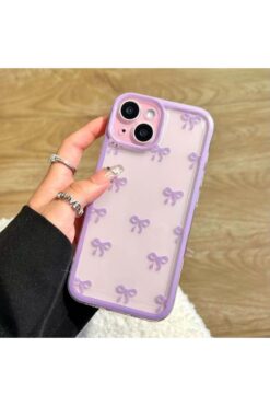 Caseji iPhone 13 Uyumlu Premium Fiyonk Tasarımlı Şeffaf Kılıf