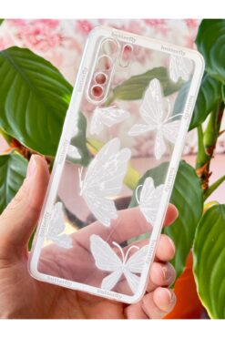 Fibaks Oppo A91 - Reno 3 Kılıf Şeffaf Kelebek Tasarımlı Desenli Kamera Korumalı Yumuşak Silikon Kapak