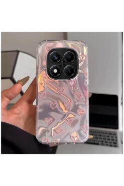 Pro Aksesuar Xiaomi Redmi Note 14 Pro 5G Uyumlu Kılıf Kalp Desenli Silikon Kılıf Pembe