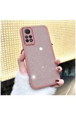 Pro Aksesuar Xiaomi Redmi Note 11 Uyumlu Kılıf Kamera Lens Korumalı Işıltılı Silikon Kılıf Pembe
