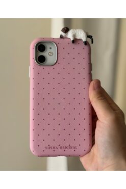 FİŞNEİLETİŞİM İPHONE 11 UYUMLU 3D KEDİ DETAYLI DERİ GÖRÜNÜMLÜ PUDRA KILIF (İÇİ KADİFE)