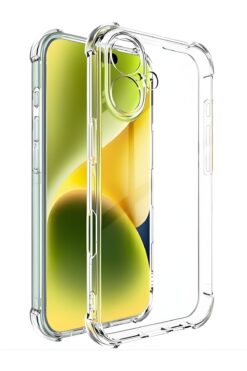 Fibaks Apple iPhone 16 Kılıf Antishock Darbe Emici Kamera Korumalı Yumuşak Esnek Şeffaf Silikon Kapak