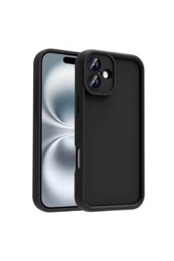 Fibaks Apple iPhone 16 Kılıf Kamera Korumalı Yumuşak Dokulu Darbe Emici Siyah Silikon Kapak
