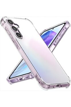 Fibaks Samsung Galaxy A15 Kılıf Airbag Crystal Sert Pc Antishock Darbe Emici Kenar Şeffaf Silikon Kapak