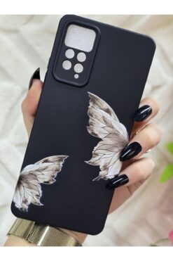 Magic Ring Xiaomi Note 11 PRO/Note 12 PRO 4G Uyumlu Kelebek Baskılı Siyah Silikon Telefon Kılıfı