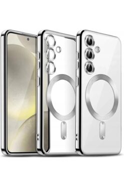Fibaks Samsung Galaxy S23 FE Magsafe Wireless Şarj Destekli Parlak Renkli Lens Korumalı Kapak (Uyumlu)