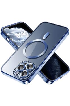 Fibaks İphone 13 Pro Max Uyumlu Kılıf Kamera Lens Korumalı Magsafe Şarj Kilifi Şeffaf Renkli Yumuşak Kapak