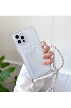 BilişimGo Technology Iphone 15 Pro Max Şeffaf Kartlıklı Boyun Askılı Ipli Kılıf