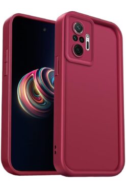 Fibaks Xiaomi Redmi Note 10 Pro Uyumlu Kılıf Kamera Korumalı Yumuşak Dokulu Darbe Emici Bordo Silikon Kapak