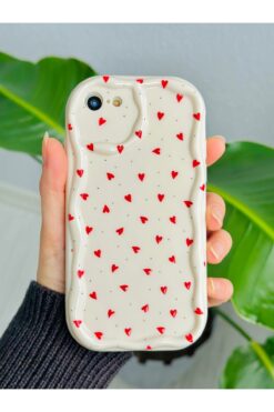 Go Aksesuar Iphone 7 - 8 - Se 2020 Uyumlu Kırmızı Kalpler Baskılı DARBE ÖNLEYİCİ Lansman Kılıf