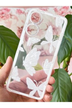 Fibaks Xiaomi Redmi 13 Kılıf Şeffaf Kelebek Tasarımlı Desenli Kamera Korumalı Yumuşak Silikon Kapak