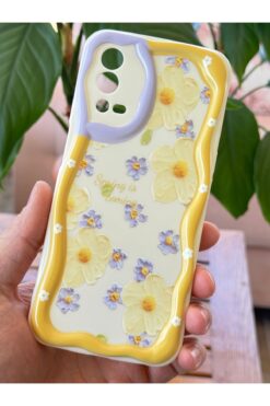 Fibaks Oppo A55 4G Kılıf Tasarımlı Desenli Kamera Korumalı Papatya Çiçek Renkli Silikon Kapak