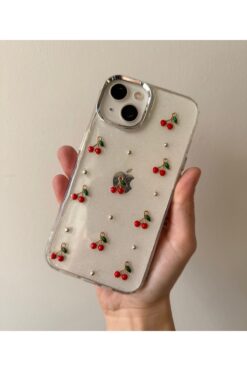 FİŞNEİLETİŞİM İPHONE 13/14 UYUMLU KİRAZLI SİMLİ KAMERA ÇERÇEVE DETAYLI KILIF