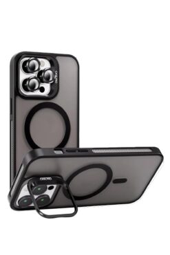 Caseji Apple Iphone 16 Pro Uyumlu Kılıf Standlı Mat Magsafe Metal Tuş Kamera Lens Hediyeli Nevada Case