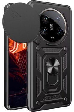 m.tk moveteck Xiaomi Mi 14 Ultra Kılıf Kamera Korumalı Sürgülü Yüzüklü Armor Military Tank Kızaklı Zırh Kapak