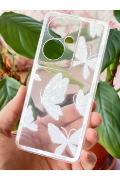 Fibaks Oppo Reno 11F Kılıf Şeffaf Kelebek Tasarımlı Desenli Kamera Korumalı Yumuşak Silikon Kapak