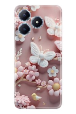realme C61 Kılıf Boutique Baskılı Resimli Pembe Kelebekler Pcode -088