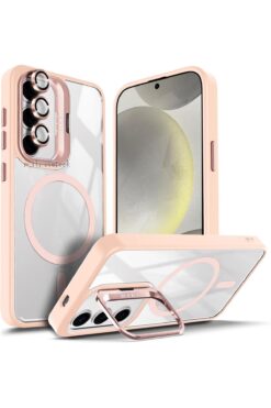 m.tk moveteck Samsung Galaxy A56 Kılıf Standlı Mika Magsafe Hassas Buton Metal Tuşlu +Kamera Lens Cam Hediyeli Set