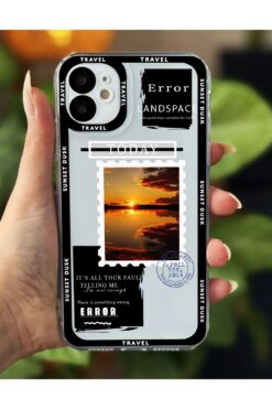 Powerfox iPhone 11 Uyumlu (Köşeli 12 Görünümlü) Şeffaf Baskılı Kamera Korumalı Silikon Kılıf