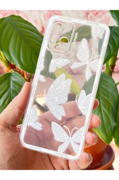 Fibaks Vivo Y21 - Y21S Kılıf Şeffaf Kelebek Tasarımlı Desenli Kamera Korumalı Yumuşak Silikon Kapak