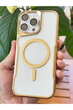 Fibaks iPhone 16 Pro Kılıf Uyumlu Prizma Kamera Çıkıntılı Magsafe Şarj Destekli Mat Renkli Şeffaf Kapak