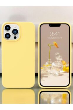 EMENYUS iPhone 14 Pro Max Uyumlu Dayanıklı Astar Yumuşak Lansman Silikon İçi Kadife Kauçuk Telefon Kılıfı