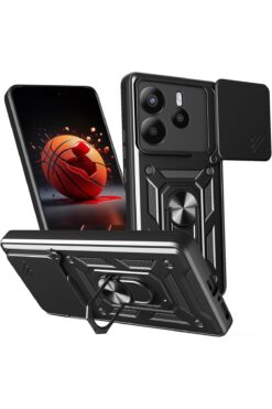 m.tk moveteck Xiaomi Redmi Note 14 Kılıf Kamera Korumalı Sürgülü Yüzüklü Armor Military Tank Zırh Kızaklı Kapak