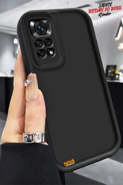 cepmoda Xiaomi REDMİ 10 (2022) telefon kılıfı | 3d Çıkıntılı Kalın Tasarım Pürüzsüz Doku - SİYAH