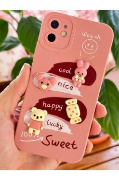 Fibaks İphone 11 Uyumlu Kılıf Tasarımlı Desenli Kamera Korumalı Tavşan Pembe Yumuşak Silikon Kapak
