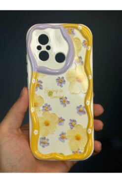 Fibaks Redmi 12c Uyumlu Kılıf Tasarımlı Desenli Kamera Korumalı Papatya Çiçek Renkli Silikon Kapak