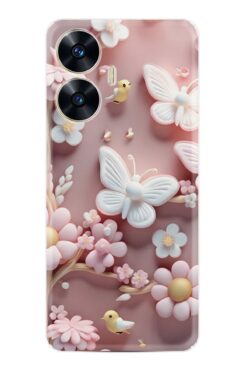 realme C55 Kılıf Boutique Baskılı Resimli Pembe Kelebekler Pcode -088